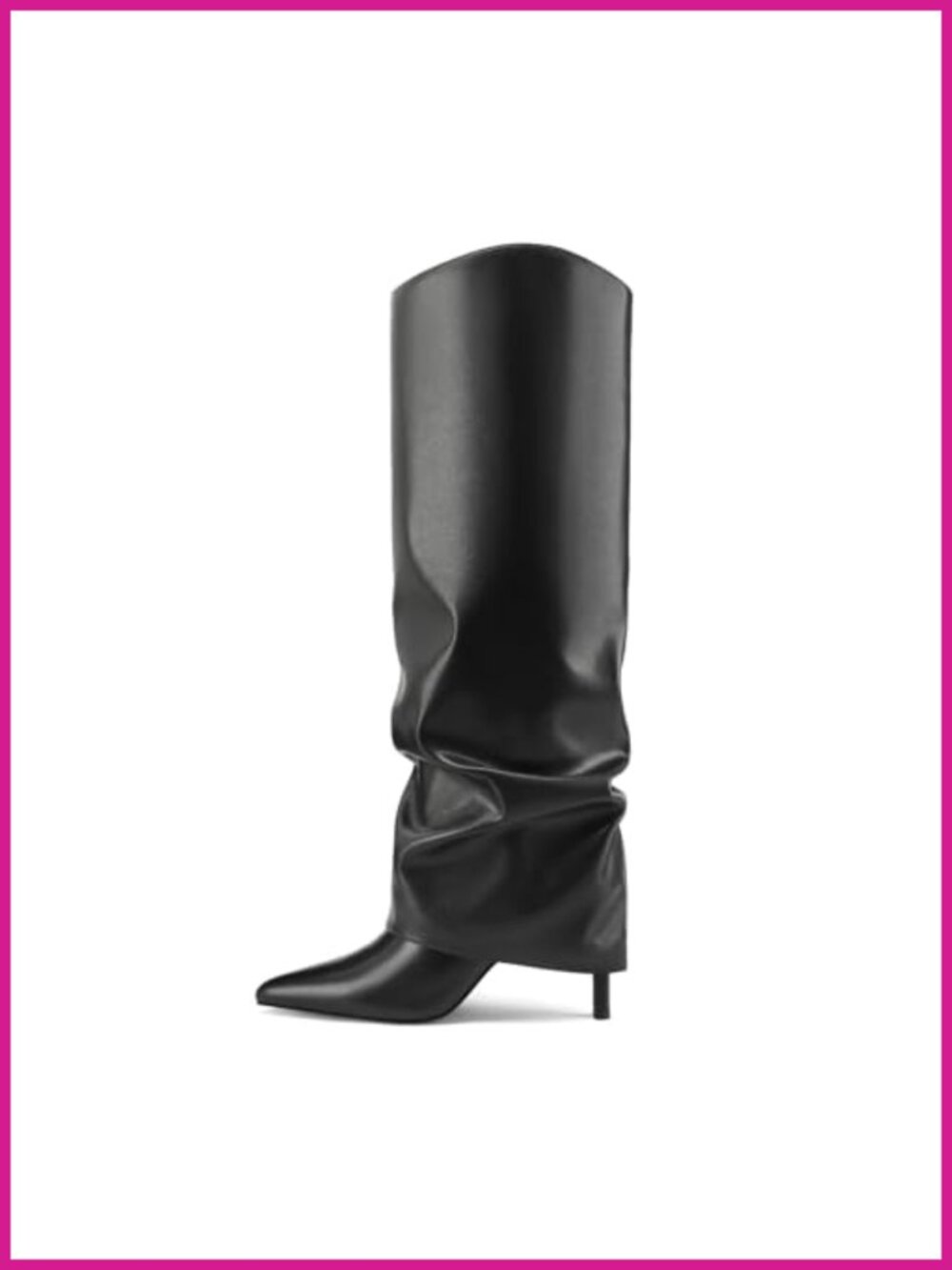 Vaslemuse Fold Over Knee High Boots Pointed Toe Stiletto Heel